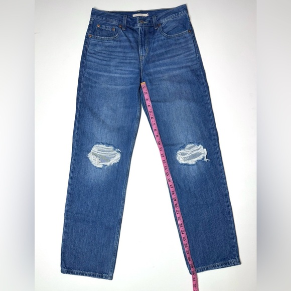 Levis Women’s Low Pro Straight Leg Blue Distressed Jeans Size- 28 - Picture 6 of 10